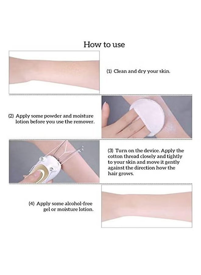 آلة إزالة شعر الوجه الكهربائية للنساء، جهاز تجميل للوجه، مزيل شعر بالخيوط، ماكينة حلاقة للوجه، جهاز تدليك للوجه، أداة لإزالة الشعر بلطف (لون الشمبانيا) - Image 4